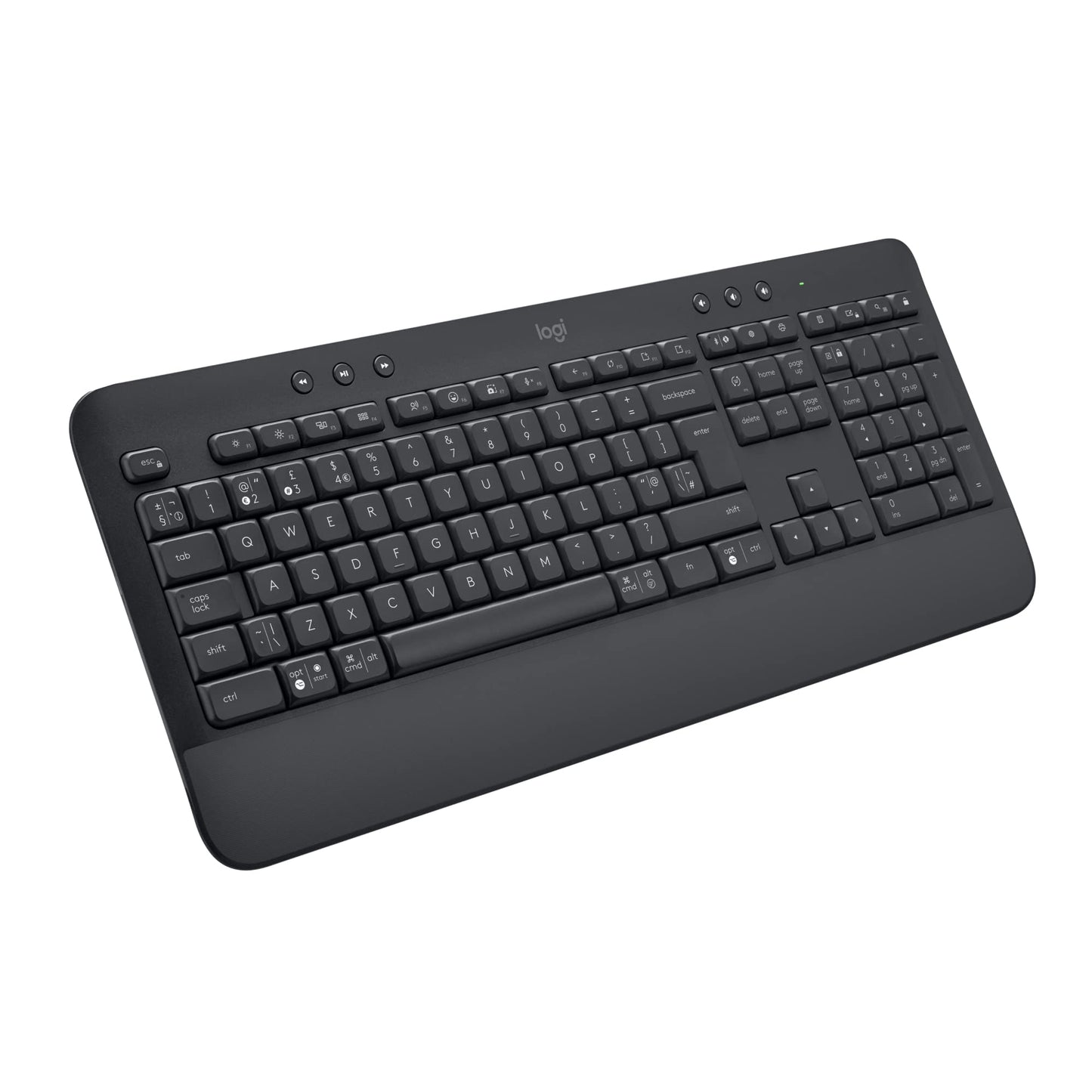 Logitech Signature K650 Wireless Keyboard with Wrist Rest, Full-Size, BLE Bluetooth or Logi Bolt USB Receiver, Comfort Deep-Cushioned Keys, Numpad, Compatible with Most OS/PC/Windows/Mac-Black